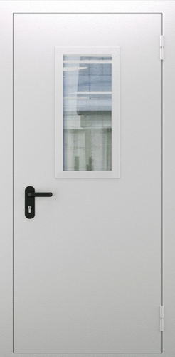 Белая дверь ЛД-492 в бойлерную со стеклом