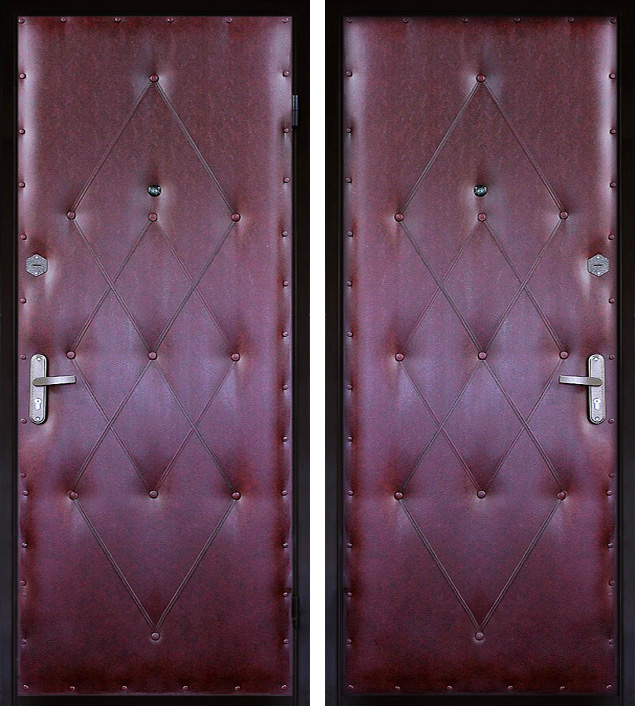 Дверь ЛД-292 экокожа винно-пурпурная текстурированная + пуговицы