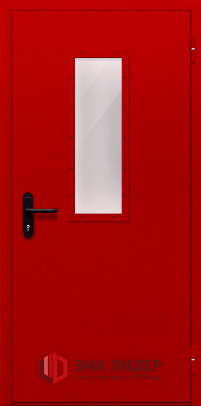 Дверь ДПМ ЛД-365 противопожарная красная со стеклом