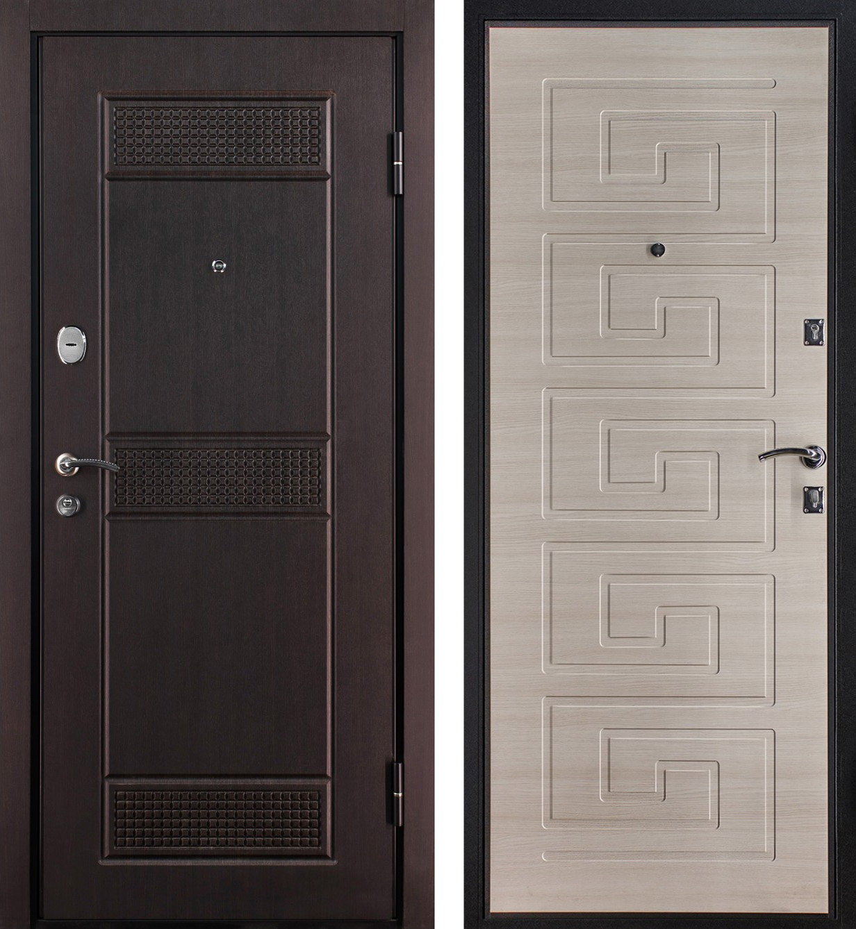 Стальная дверь с узором в квартиру или частный дом ЛД-807 цвет орех/дуб