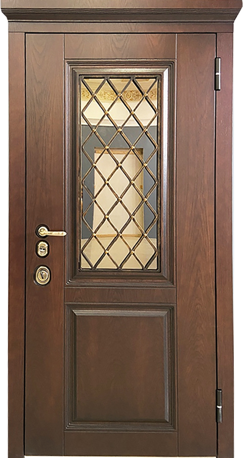 Уличная входная дверь коричневая в дом (утеплённая) ЛД-832 массив дуба