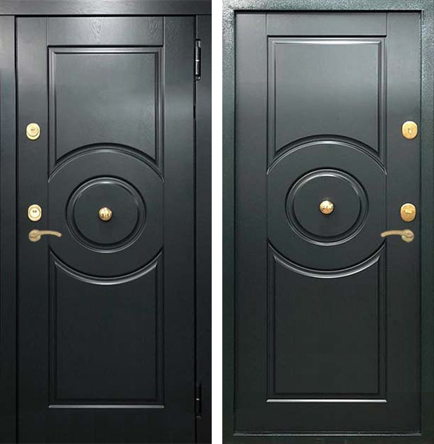 Входная дверь ЛД-332 чёрный двойной МДФ для частного дома